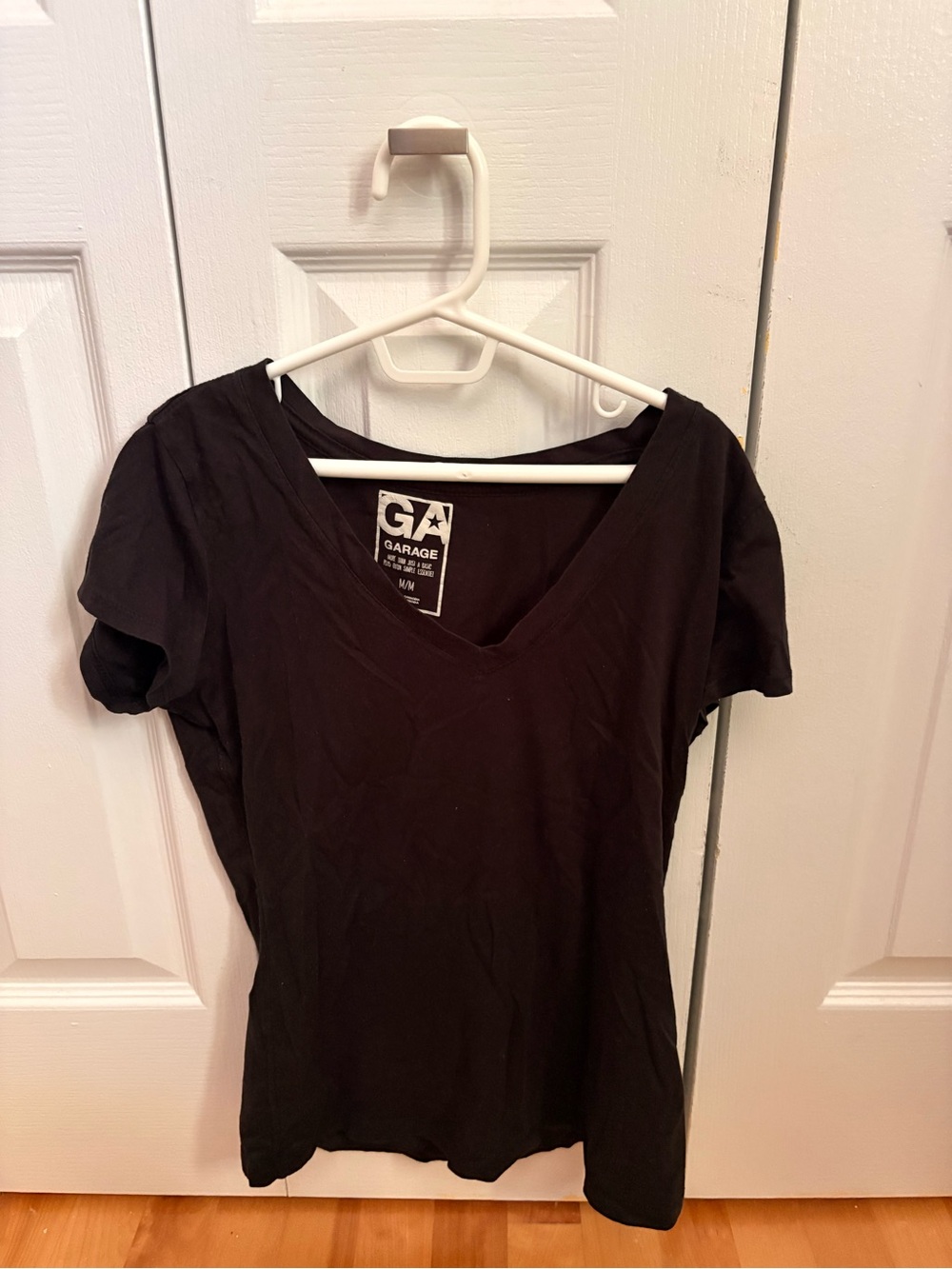 Garage Black V-Neck Short Sleeve Tee